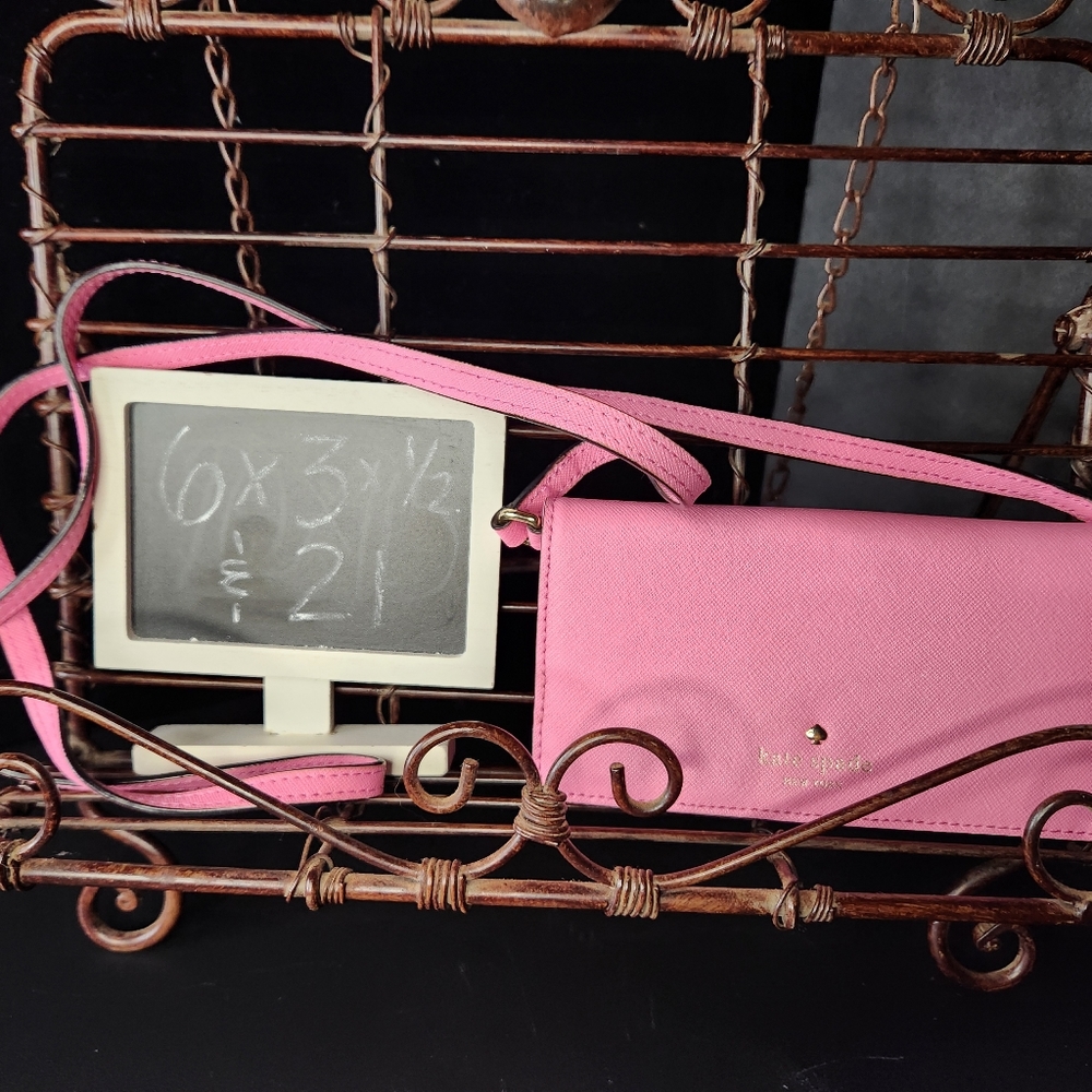 Kate Spade Saffiano NWOT vintage barbiecore pink wallet phonecase crossbody bag - Picture 2 of 7